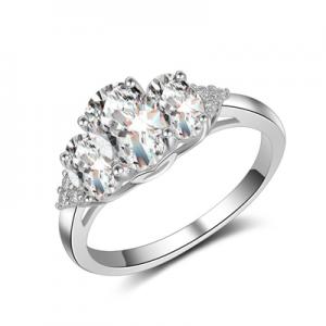 JZ103 Fashion solid silver three stone ring with CZ 